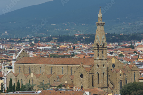 Plakat panorama miasta florencji, kopuły renesansu