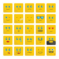  Emoticons set flat icons vector illustration for design and web isolated on white