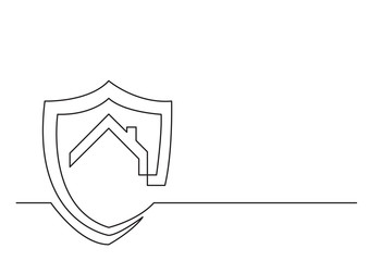 Canvas Print - one line logo design of home protection