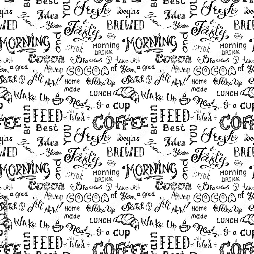 Coffee seamless pattern, - obrazy, fototapety, plakaty 