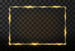 © Yevhenii - Vector golden frame with glow effect. Neon rectangle frame and glitter effect