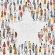 © da_on - Crowd of People Standing in Star Shaped Frame on White Background : Vector Illustration