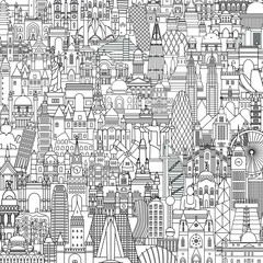 Wall Mural - World famous monuments. Travel and tourism background. Vector illustration