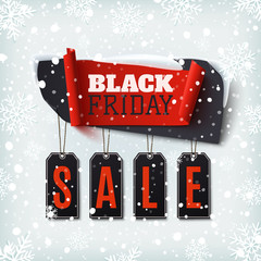 Sticker - Black Friday Sale, abstract banner with price tags.