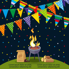 Canvas Print - Party or BBQ poster design with colorful flags