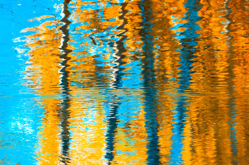 reflections in the water, abstract autumn background