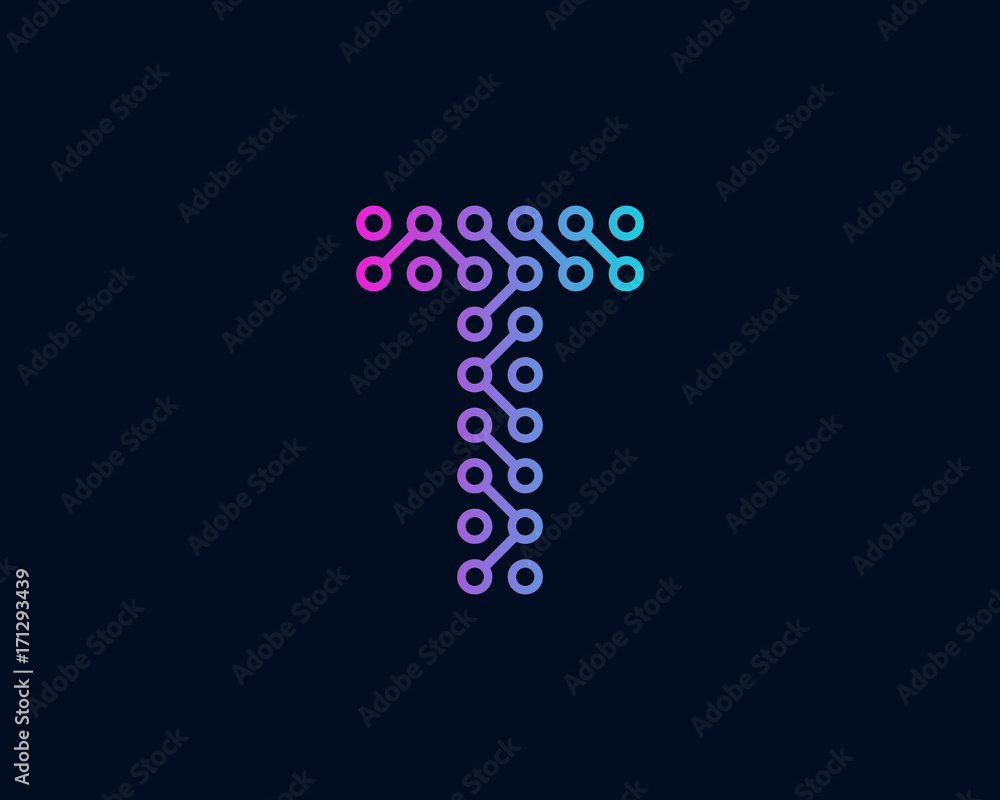 Technology Digital Circuit Letter T Icon Logo Design Element Stock ...