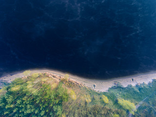 Aerial view on a coast of a lake