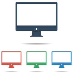 Wall Mural - desktop computer and monitor icon set- simple flat design isolated on white background, vector