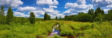 Summer Wide Angle View Of Small River