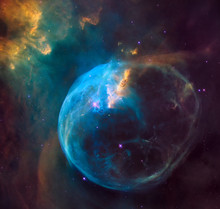 Enormous Bubble Being Blown Into Space By A Super-hot, Massive Star. Hubble Image Of The Bubble Nebula. Elements Of This Image Furnished By NASA.