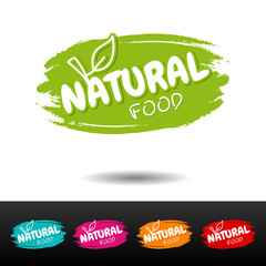 Wall Mural - Set of Natural food badges. Vector hand drawn labels.