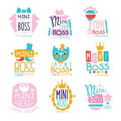 Wall Mural - Mini boss logo original design colorful hand drawn vector Illustrations