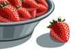 Bowl of strawberries with single strawberry