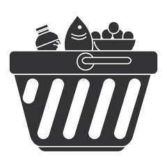 Poster - shopping basket with groceries vector illustration design