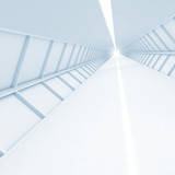 Fototapeta Do przedpokoju - Abstract 3d corridor perspective, blue toned