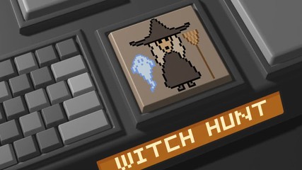 Canvas Print - halloween witch animation push button 3d render