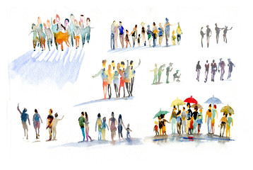 people, watercolor