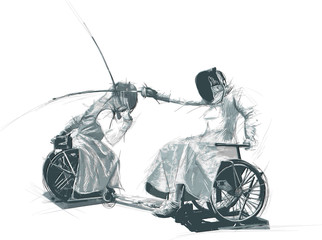 Canvas Print - Athletes with physical disabilities - FENCING - original artwork -