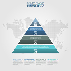 Wall Mural - Business Infographics pyramid steps strategy design elements template blue grey color tone