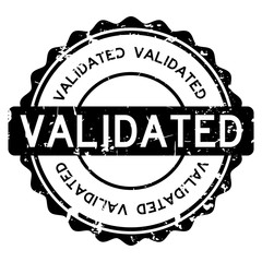 Canvas Print - Grunge black validated wording round rubber seal stamp on white background