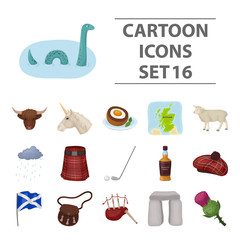 Wall Mural - Scotland country set icons in cartoon style. Big collection of Scotland country vector symbol stock illustration