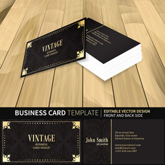 Wall Mural - Vintage business card vector template with front and back side.