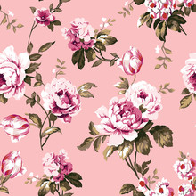 Shabby Chic Vintage Roses Seamless Pattern