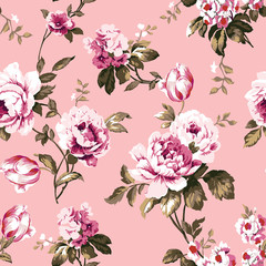 Wall Mural - Shabby chic vintage roses seamless pattern