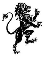 Lion Standing Rampant Heraldic Crest Coat Of Arms