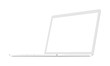 White laptop mockup with perspective 3/4 right view. Responsive blank screen to display web-site design. Vector illustration