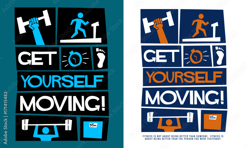 Get Yourself Moving! (Motivational Gym Poster Vector Illustration ...