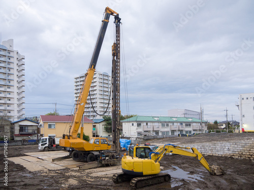 基礎工事 クレーン ショベルカー Stock Photo Adobe Stock 基礎工事 クレーン ショベルカー Stock Photo Adobe Stock