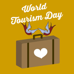 World tourism day vintage retro minimal concept