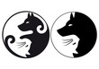 Yin yang symbol cat and dog, vector