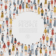 © da_on - Crowd of People Standing in Circle Shaped Frame on White Background : Vector Illustration