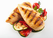 Grilled chicken and vegetables with copy space