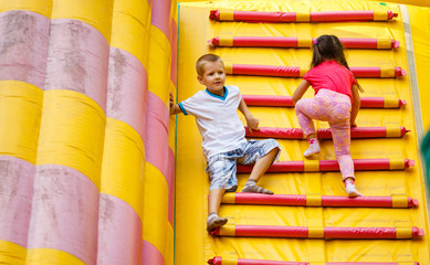 Wall Mural - jumping kids on the trampoline