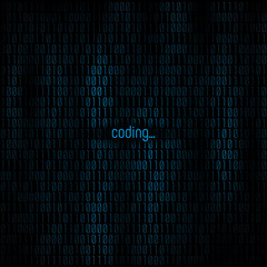Coding abstract background. Matrix with binary code for Your business project background. Programming background. Vector Illustration