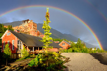 Rainbow Over National Landmark. Kennicott Mine. Alaska.
