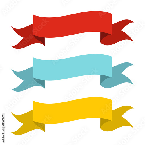 Color Ribbons Icon Red Blue And Yellow Banner For Web Vector