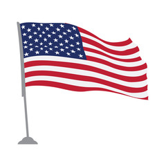 Isolated flag of the United States on a pole, Vector illustration