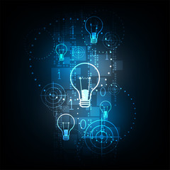 Wall Mural - digital technology in light bulb concept.