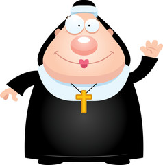 Canvas Print - Cartoon Nun Waving