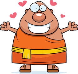 Poster - Cartoon Buddhist Monk Hug