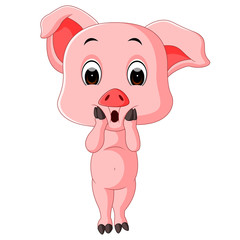 Canvas Print - cute baby pig cartoon