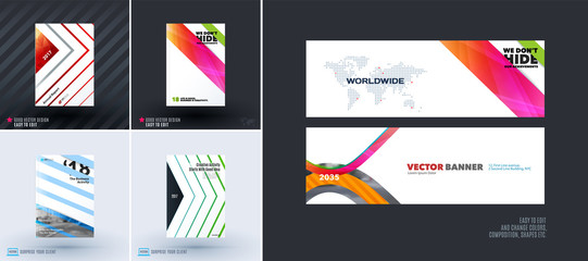 Wall Mural - Abstract vector set of modern horizontal website banners
