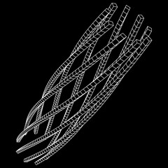 Low poly truss structure wireframe mesh background. Scinece and tech vector illustration.