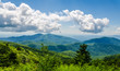 Scenic Blue Ridge Mountains located in North Carolina, USA. Tourist destination location. Beautiful view of  Appalacian Mountains. 