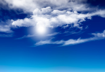 Aufkleber - Vector blue sky panorama with transparent clouds. Vector background.